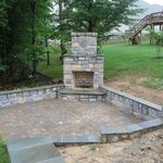 patio with retaining walls