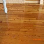 This is Reclaimed 5'' Heart Pine with clear coat. This is in Myrtle Beach SC.