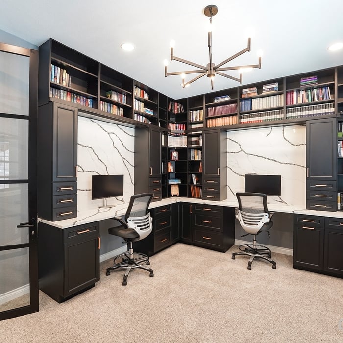 Modern Home Office ft. Black Shaker Cabinets