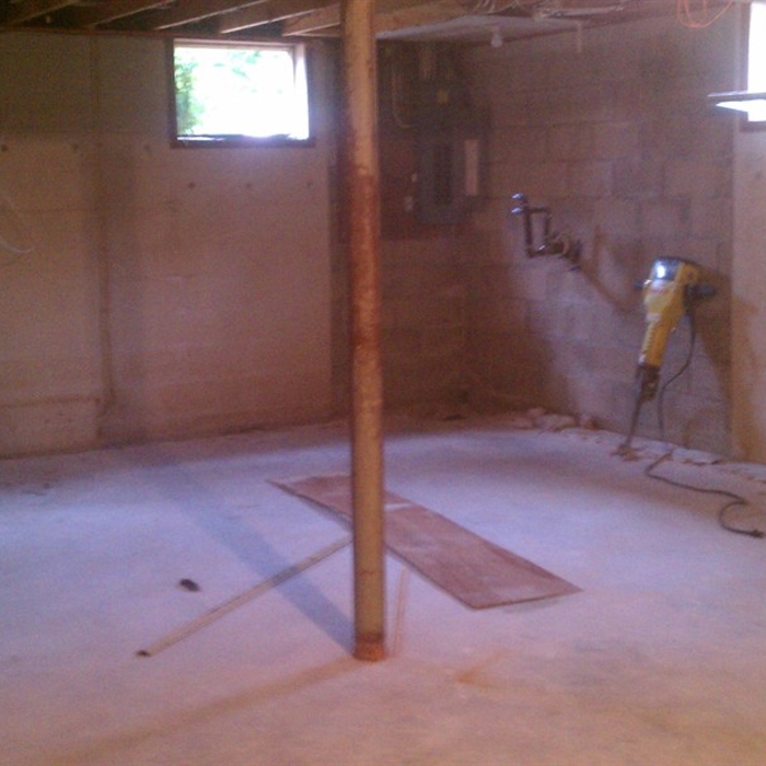 Before the Ameri-Dry System and I-Beams were installed