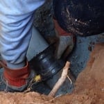 Main sewer connection at the house