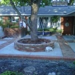 Custom patio with brick