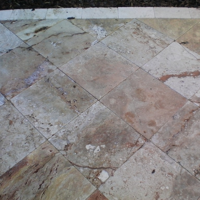 Newly installed travertine