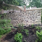 New mortar joints pointed in white cement.