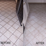 Special attention is given to soiled grout lines.