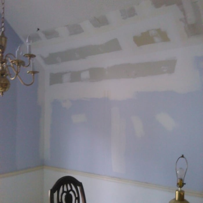 Sheetrock replaced, taped and mudded