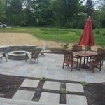Bluestone patio with plantings