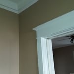 tan and white trim room