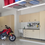 Maple Cabinets with Overhead Rack