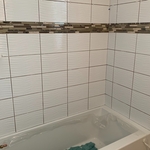 Installed tile over waterproof board