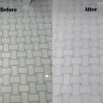 Before and after photos of the tiled floor