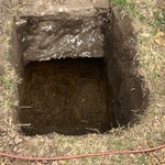 The hole where piers will be installed