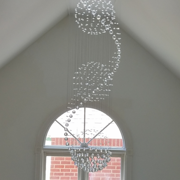 After installation of chandelier and removal of track lighting