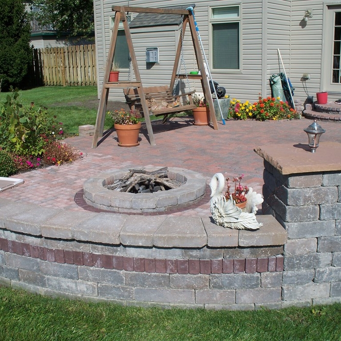 Firepit, Seatwall, & Patio