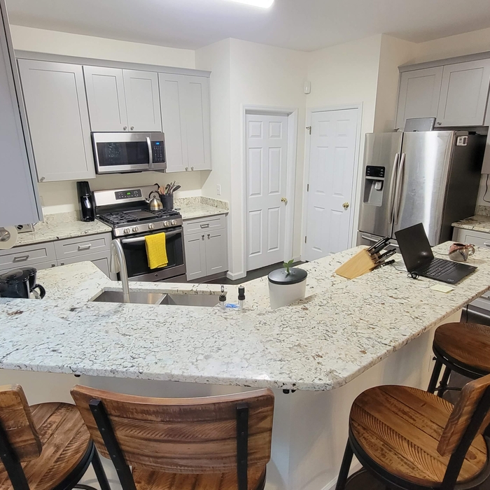 Full kitchen remodeling and countertop installation.