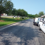 Cleaning curbing on parking lot