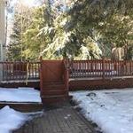 Before removal of the old decking and re-installation of a brand new vinyl decking by Southers Construction in Epping, New Hampshire.