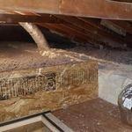 You can see the main attic ducts have been spray foamed in this photo. This keeps the warm air warm as it travels through your cold attic in the winter time.