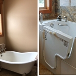 Our easy-access bathtubs provide a variety of safety features to ensure a safe bathing solution. To get into the tub, simply open the tub door! Our heated air system is also infused into the water to keep your bath warm. Additional safety features like grab bars and built-in seating allow you to take your bathing independence back.