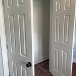 doors installed in the new bigger closet
