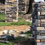 Full bed stonework during construction