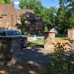 Finished stone columns before landscaping.