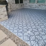 Beautiful ceramic tile installed over concrete patio