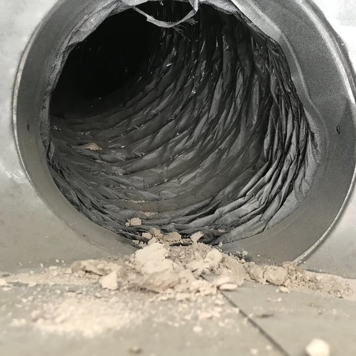 Lots of construction debris in this duct.