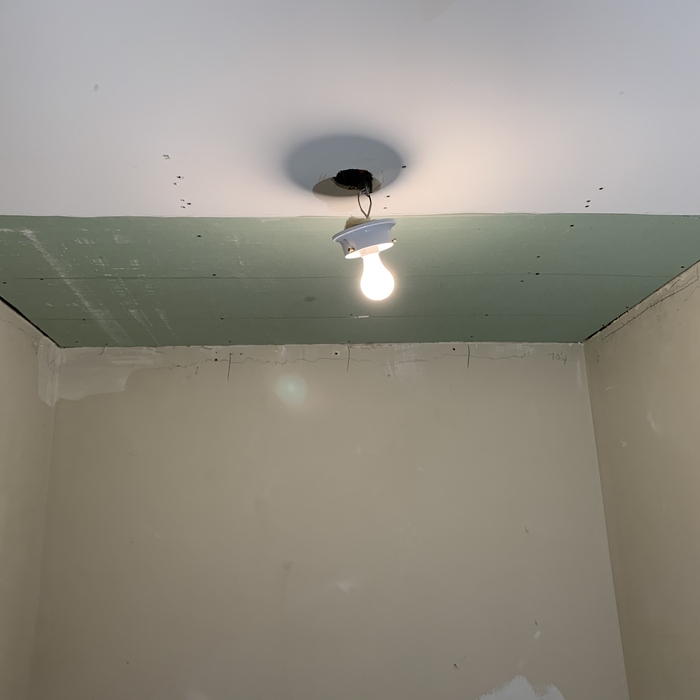 Noble Square drywall replacing to fiber-glass sheathing and painting.