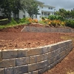 Retaining wall, grade, laser, landscaping maintenance