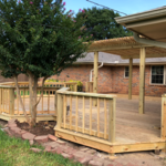 Here it is finished with a nice pergola we also built.