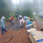 Tearing off old shingles