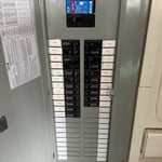 200 amp Eaton BR main breaker panel install installed replacing existing obsolete breaker panel.