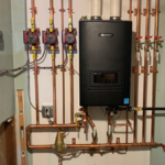 High Efficiency combination heat and hot water boiler installation