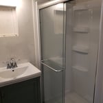 Finished shower and vanity