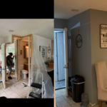 Convert garage to full function apartment, Build full shower, connected to existing half bath, and open up other wall to access bedroom