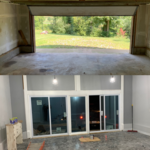 Convert garage to full function apartment, Build full shower, connected to existing half bath, and open up other wall to access bedroom
