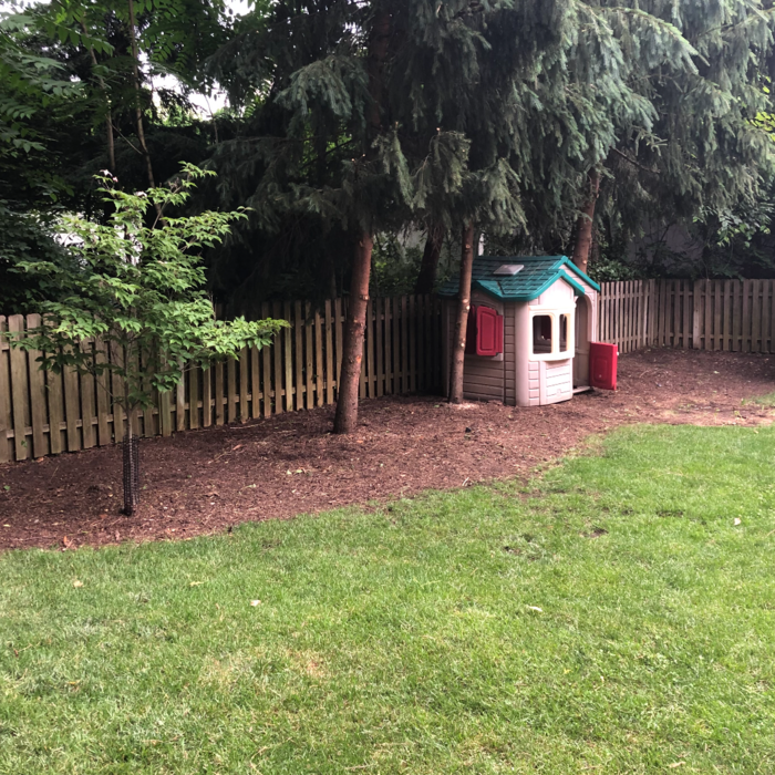 After pictures of the beds cleaned and prepared for much and new plant installation