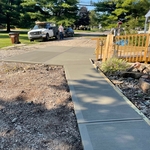 Sidewalk tired into patio