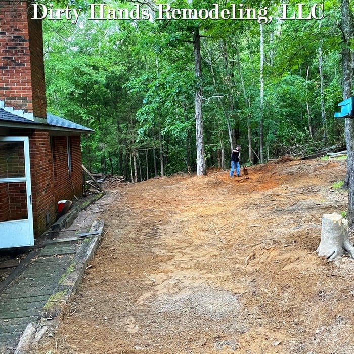 Hand grading, smoothing out terraces