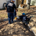 Putting fittings and pipe out of the outlet septic tank