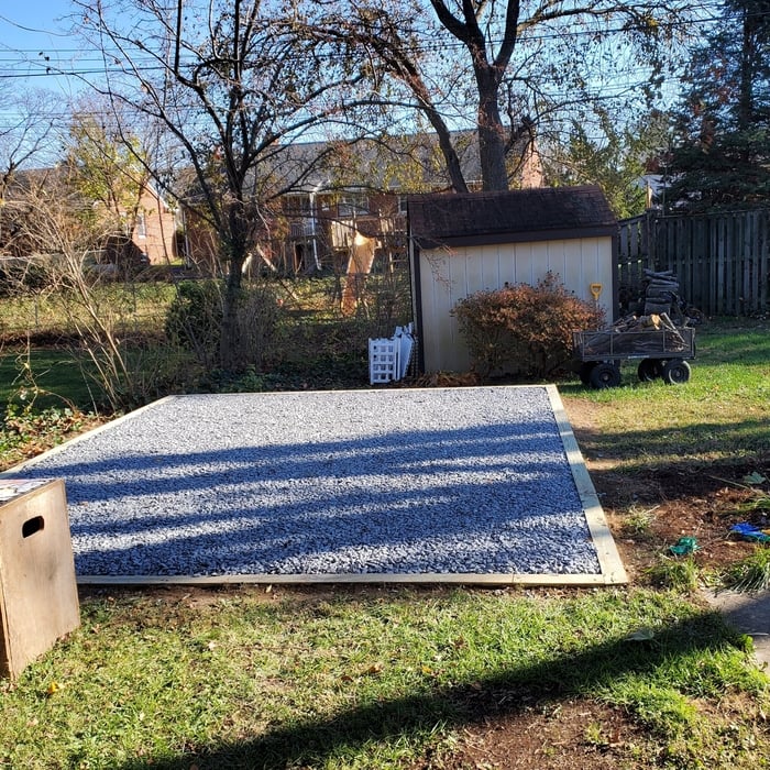 Nicely positioned and awaiting the new shed to be installed.