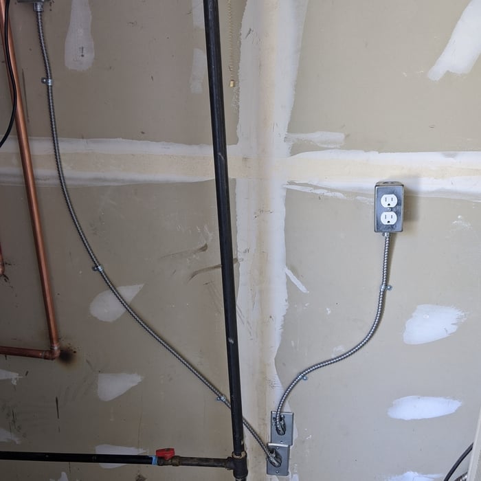 New receptacles extended from old location