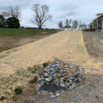 This is where we re graded the bank and put straw matting down for erosion control