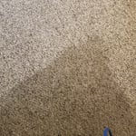 Before, Midway and After photo of heavily soiled carpet.