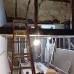 We tore out all framing it was a wet damp little garage you can see the door as well as the cieling we are about to demolish for the job