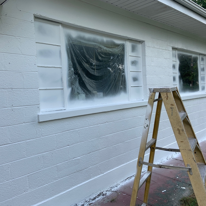 Front of house. We didn’t have any worries about overspray
