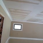 Scraped popcorn ceiling, taped and mudded joints, going back with flat ceilings/ (no texture)
Ready to paint, after pics coming soon