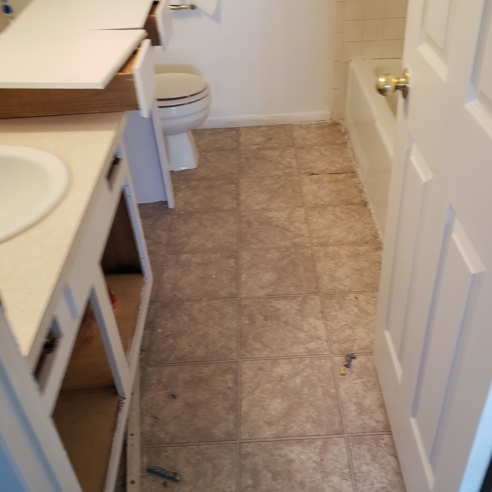 Bathroom floor before