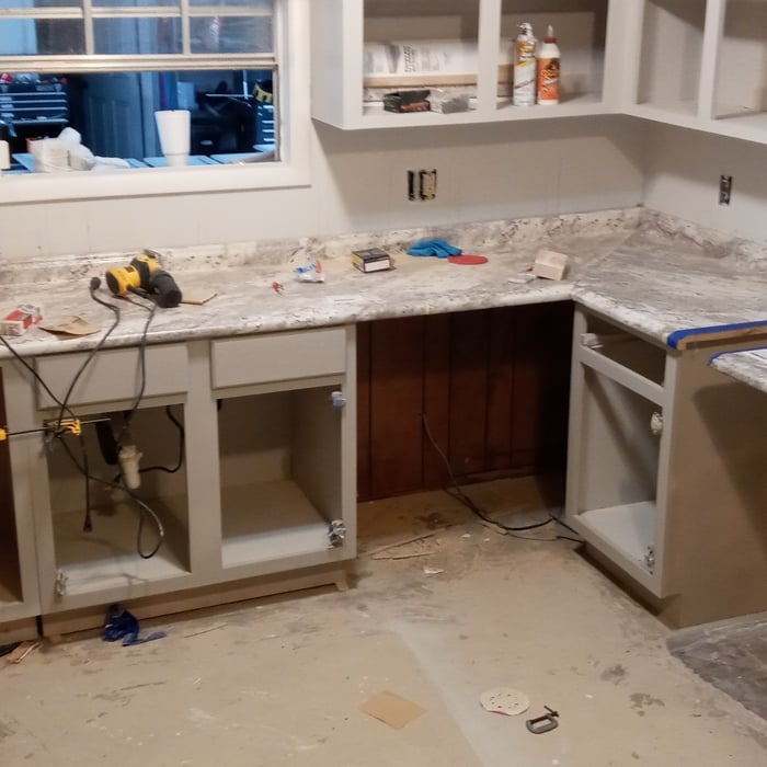 Countertops cut awaiting to be set and glued